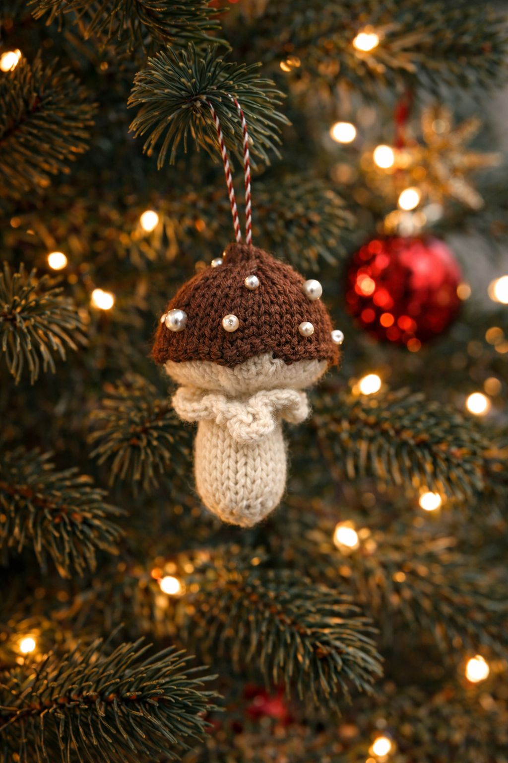 Ozoknits adīšanas apraksts Ziemassvētku rotājums Mušmirīte Brūna